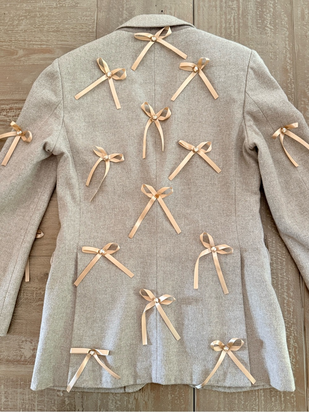 Lukas Roe Embellished Wool Blazer with Satin Bows & Crystal Details | Size 38 - Picture 2 of 8